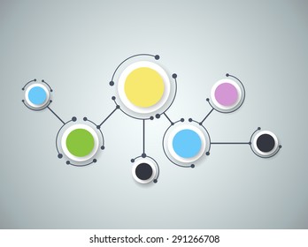 Vector illustration of abstract molecules and communication - social media technology concept with label circles design and space for your content, business, social media, network and web design.  
