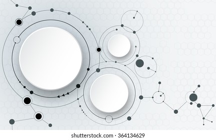 Vector illustration abstract molecules and communication, social media technology concept with 3D paper label circles design and space for your content, business, social media,network and web design

