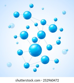 Vector illustration. Abstract molecules design isolated on  blue background