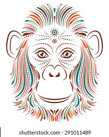 Vector illustration of abstract monkey on white background