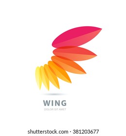 Vector illustration of abstract multicolor wing. Creative logo design template. Design concept for business solutions, technology, development and creativity.