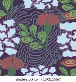 Vector illustration. Abstract multicolored bright seamless floral pattern. Design for wallpaper, covers, cards, prints.	