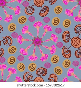 Vector illustration. Abstract multicolored bright seamless floral pattern. Design for wallpaper, covers, cards, prints.	