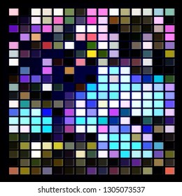 Vector illustration of abstract multicolored geometric decorative background from isolated small rectangles. Bright colorful mosaic for your design. - Vector graphics