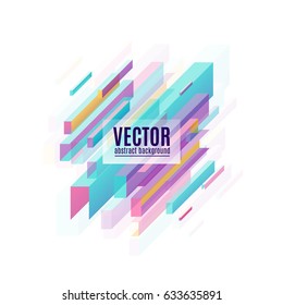 Vector illustration of abstract multicolored geometric decorative diagonal rectangles background isolated on white with light effect. Minimalistic design for lines creative concept