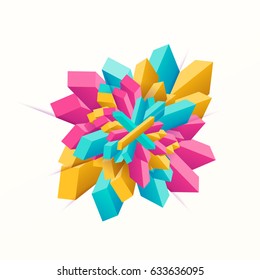 Vector illustration of abstract multicolored geometric decorative rectangles in star shape