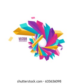 Vector illustration of abstract multicolored geometric decorative rectangles in rounded 3d shape