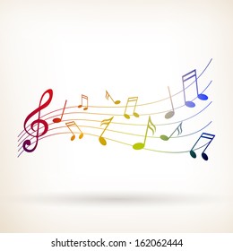 Vector Illustration of an Abstract Music Background with Notes