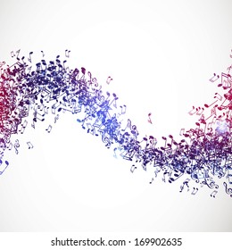 Vector Illustration of an Abstract Music Background with Notes