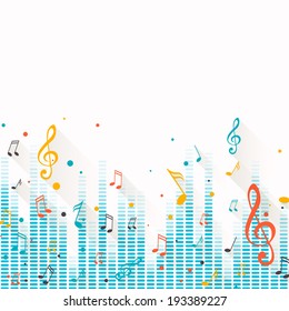 Vector Illustration of an Abstract Music Background with Notes