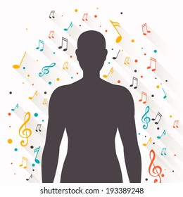 Vector Illustration of an Abstract Music Background with Notes