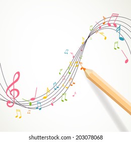 Vector Illustration of an Abstract Music Background with Notes