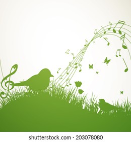 Vector Illustration of an Abstract Music Background with Notes