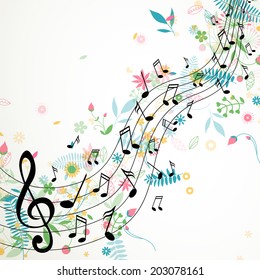 Ilustración vectorial de un fondo musical abstracto con notas