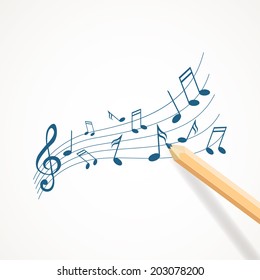 Vector Illustration of an Abstract Music Background with Notes
