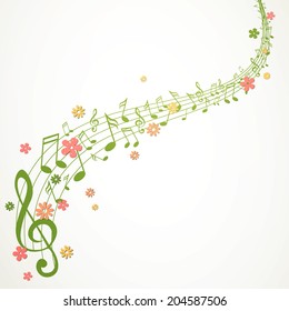 Vector Illustration of an Abstract Music Background with Notes
