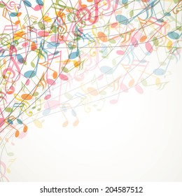 Vector Illustration of an Abstract Music Background with Notes
