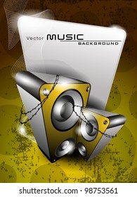 Vector illustration of abstract music background with speakers on grungy wave background and copy space, can be used as flyer or banner for party or events. EPS 10.
