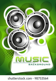 Vector illustration of abstract music background with speakers with copy space, can be used as flyer or banner for party or events. EPS 10.