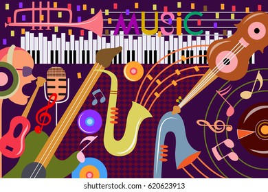 vector illustration of abstract Music collage background