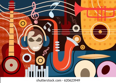 vector illustration of abstract Music collage background