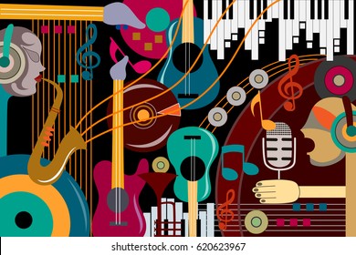 vector illustration of abstract Music collage background