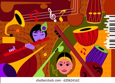 vector illustration of abstract Music collage background