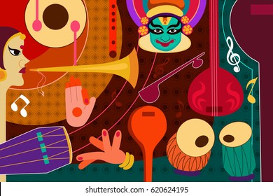 vector illustration of abstract Music collage background