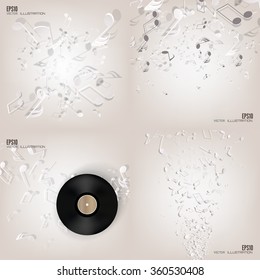 Vector illustration. Abstract musical background with notes.