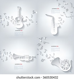 Vector illustration. Abstract musical background with notes.