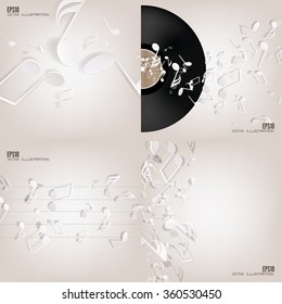 Vector illustration. Abstract musical background with notes.