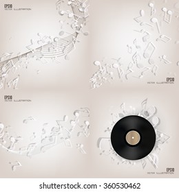 Vector illustration. Abstract musical background with notes.