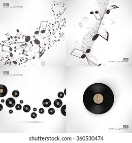 Vector illustration. Abstract musical background with notes.