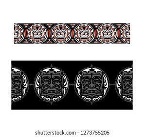 Vector illustration abstract native north american seamless pattern border collection