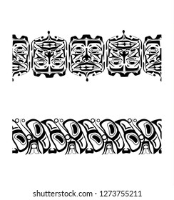 Vector illustration abstract native north american seamless pattern border collection
