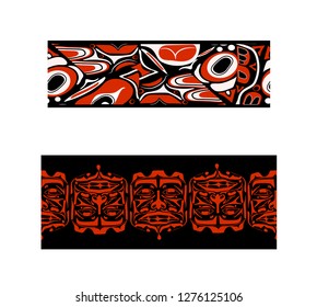 Vector illustration abstract native north american seamless pattern border
