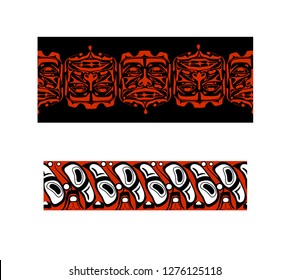 Vector illustration abstract native north american seamless pattern border