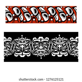 Vector illustration abstract native north american seamless pattern border