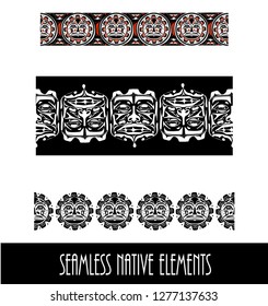 Vector illustration abstract native north american seamless pattern border