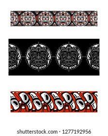 Vector illustration abstract native north american seamless pattern border
