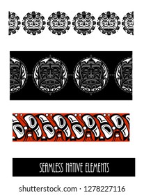 Vector illustration abstract native north american seamless pattern border
