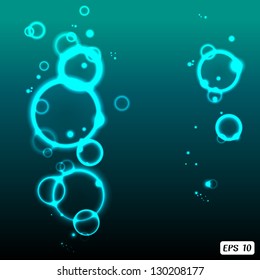 Vector illustration with abstract neon circles in dark background