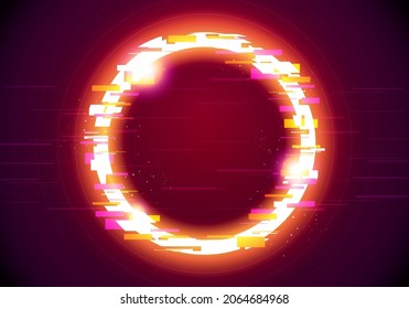 Vector Illustration Abstract Neon Glitch Technology Ring