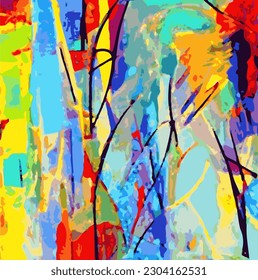 Vector Illustration Abstract Network Design Intricate Splash Multiple Rainbow Colors Modern Painting