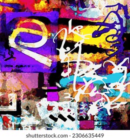 Vector Illustration Abstract Network Design Intricate Collage Splash Multiple Colors Modern Painting