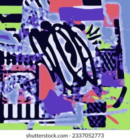Vector Illustration Abstract Network Design Intricate Collage Splash Multiple Colors Modern Painting
