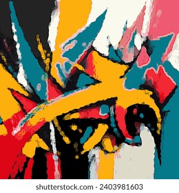 Vector Illustration Abstract Network Design Intricate Collage Splash Multiple Colors Modern Painting