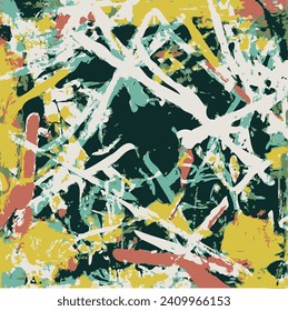 Vector Illustration Abstract Network Design Intricate Collage Splash Multiple Colors Modern Painting