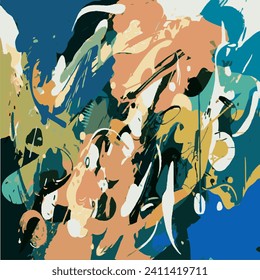 Vector Illustration Abstract Network Design Intricate Collage Splash Multiple Colors Modern Painting