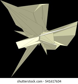 Vector illustration of an abstract object with spikes consisting of triangular polygons